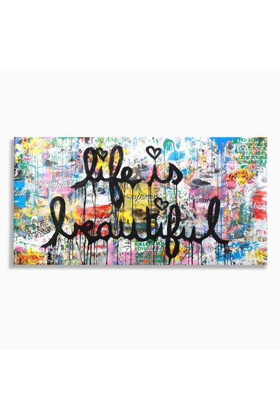Luxcanva Tablou Canvas Life Is Beautiful 50 cm pe Sasiu Lemn Decorativ Living...