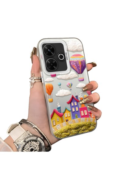 Hontinga Poco M6 Compatible Silicone Edge Hard Back Case Balloon Pattern Love...