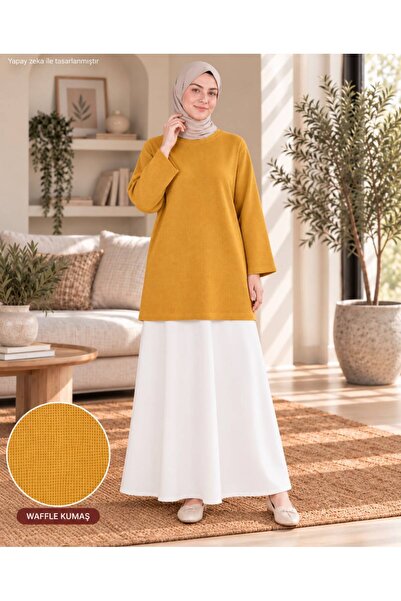 TREND EMMODA Γυναικείο μακρύ τουνίκ με υφή βάφλας, άνετο καθημερινό τουνίκ με...