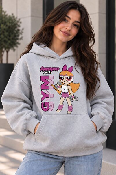 PENTHİLUS Kadın Oversize Çizgi Karakter Baskılı Kapüşonlu Sweatshirt Kanguru ...