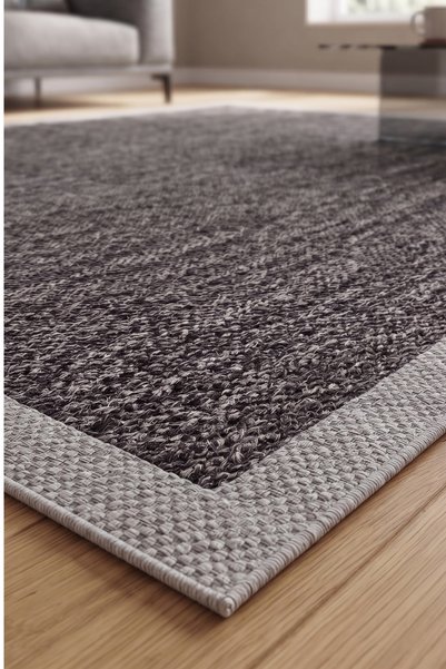 Anatolian Carpet Store Sisal Dokuma Hav Vermez, Leke Tutmaz, Robot Süpürgeye Uygun Modern Antrasit Halı