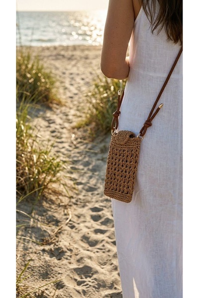 Genel Markalar Viminia Lidya El Örgüsü Telefon Çantası Çapraz Askılı Crossbody Mini Omuz Çantası