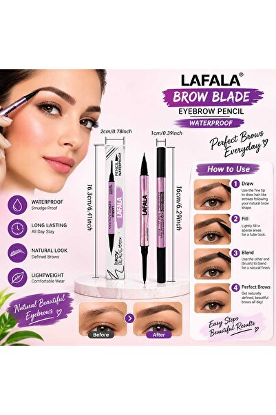 LAFALA ® Brow Blade Waterproof 2-in-1 Precision Eyebrow Pencil & Brush – Long...