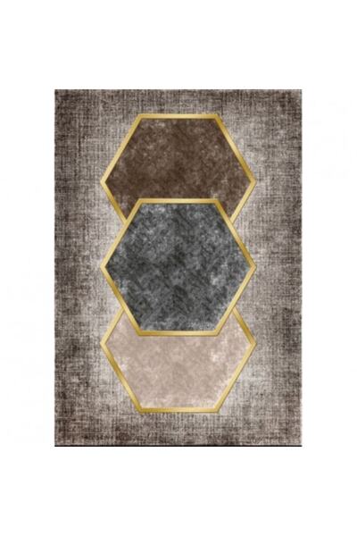 odjas Covor Antiderapant, Polipropilena, Imprimeu Hexagon, Multicolor,Marimea...