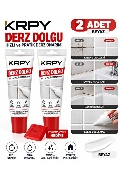KRPY 2 Adet Beyaz Derz Dolgusu – Fayans ve Seramik Derz Yenileme Macunu – Çat...