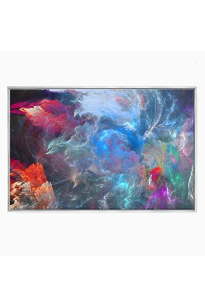 Luxcanva Tablou Canvas Colorful Cosmos 120x80 cm cu Rama Argintiu Colorat Spa...