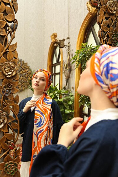ENRİCO FERRİ Amore Spiral Pattern Shawl - Orange Saks