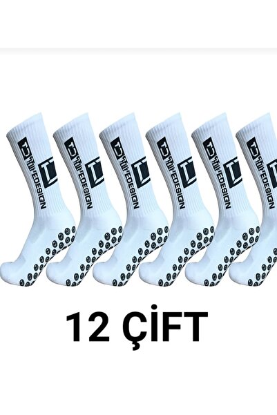 ÖZKAHRA TEKSTİL 12 çift Unisex Kaymaz Taban Supor Çorap