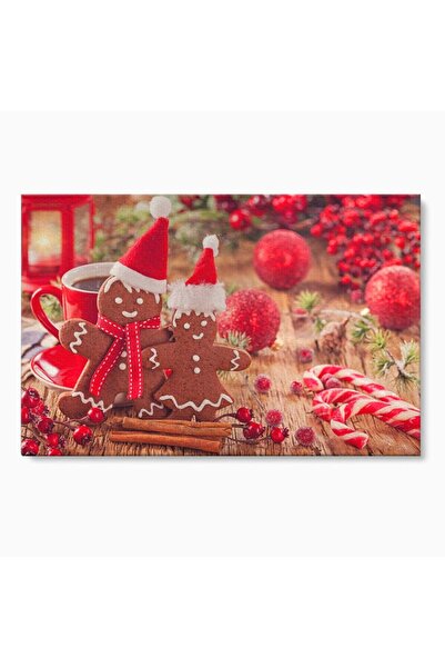 Luxcanva Tablou Canvas Gingerbread Couple 70x50 cm pe Sasiu Lemn Decorativ Li...