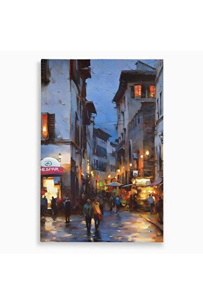 Luxcanva Tablou Canvas Prin Oras 70x100 cm pe Sasiu Lemn Living Oameni Seara
