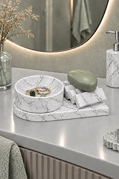 betonmall 3 Parça Beton Banyo Düzenleyici Katı Sabunluk Sunum Tepsisi Çok Ama...