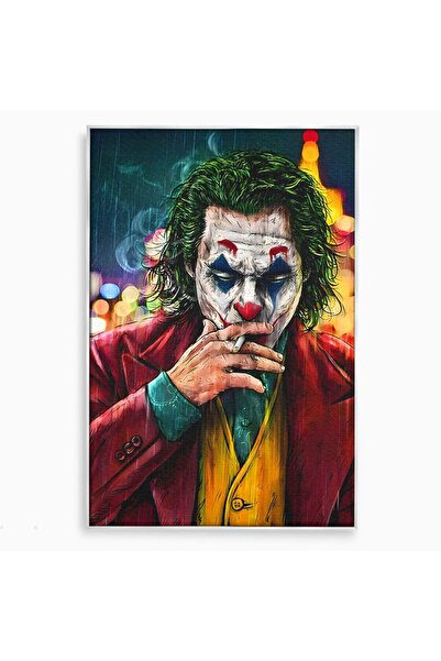 Luxcanva Tablou Canvas Joker 40x60 cm cu Rama Argintiu Film Thriller Ploaie