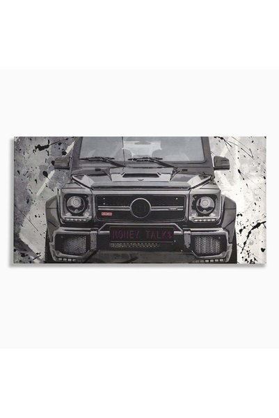 Luxcanva Tablou Canvas Money Talk 140x70 cm pe Sasiu Lemn Mercedes Succes Alb