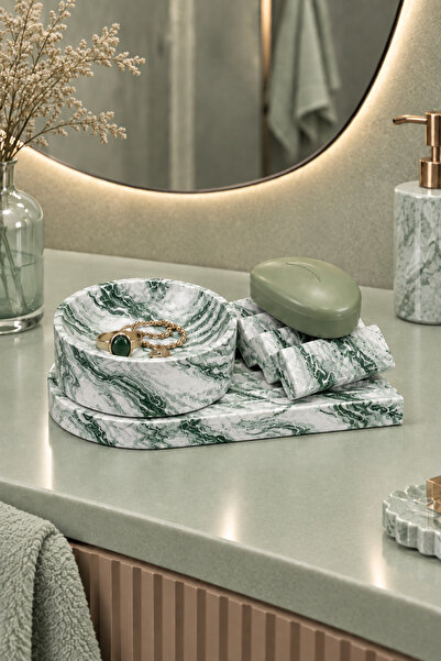 betonmall 3 Parça Beton Banyo Düzenleyici Katı Sabunluk Sunum Tepsisi Çok Ama...