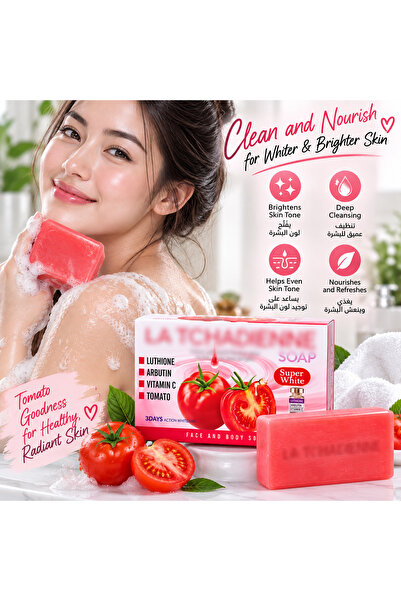 Lovisah Tomato Glutathione Arbutin Face & Body Soap, Brightening Cleansing Bar, Skin Cleansing Soap for Daily Use