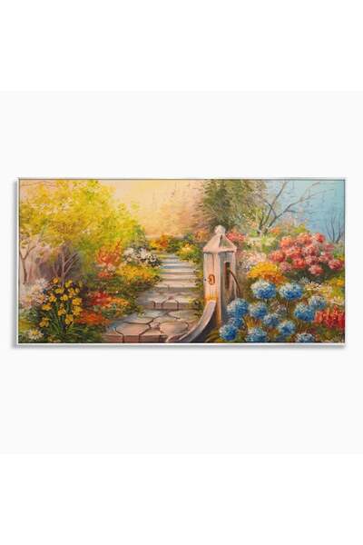 Luxcanva Tablou Canvas Scarile Cu Flori 120x60 cm cu Rama Argintiu Living Flo...