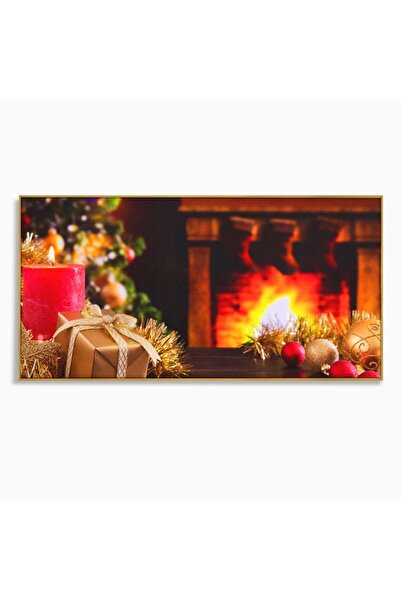 Luxcanva Tablou Canvas Christmas Gift 100x50 cm cu Rama Auriu Decorativ Dormi...