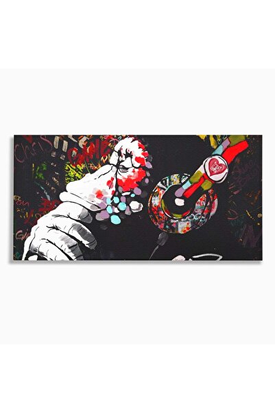 Luxcanva Tablou Canvas Chill Down 140x70 cm pe Sasiu Lemn Relaxare Maimuta Casti