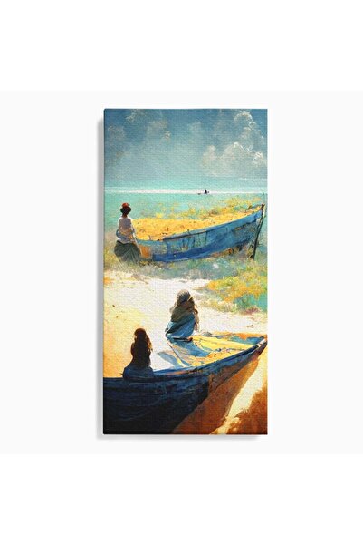 Luxcanva Tablou Canvas Women In The Boat 70x140 cm pe Sasiu Lemn Living Mare ...