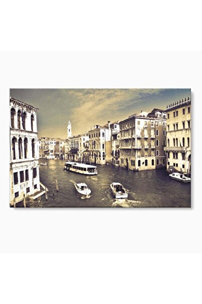 Luxcanva Tablou Canvas Venetia Alb-Negru 100x70 cm pe Sasiu Lemn Orasul Iubir...