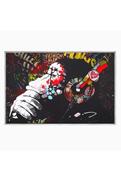 Luxcanva Tablou Canvas Chill Down 70x50 cm cu Rama Argintiu Relaxare Maimuta ...