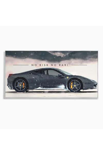 Luxcanva Tablou Canvas No Risk No Rari 100x50 cm cu Rama Argintiu Motivationa...