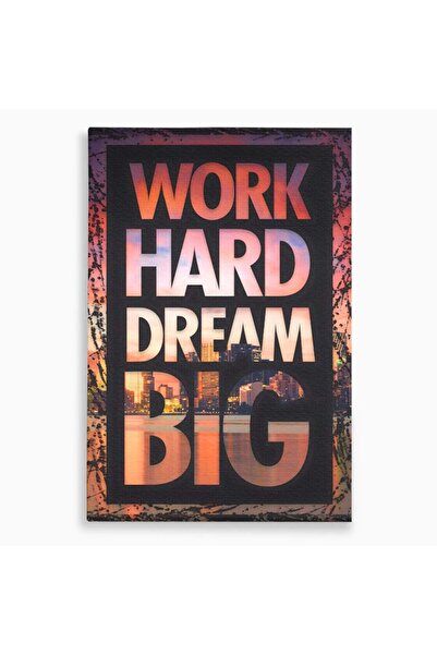 Luxcanva Tablou Canvas Work Hard 40x60 cm pe Sasiu Lemn Decorativ Birou Vis
