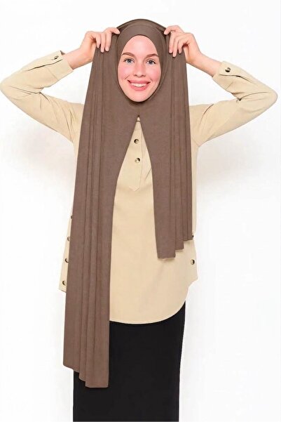 ALDAIYR Ready-To-Wear Practical Combed Cotton Shawl Hijab with Stitching at t...