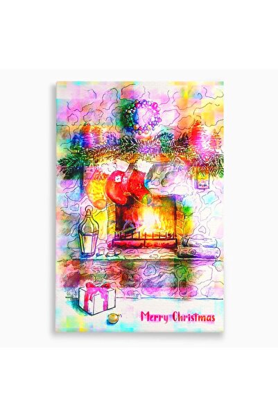Luxcanva Tablou Canvas Merry Christmas 80x120 cm pe Sasiu Lemn Decorativ Livi...