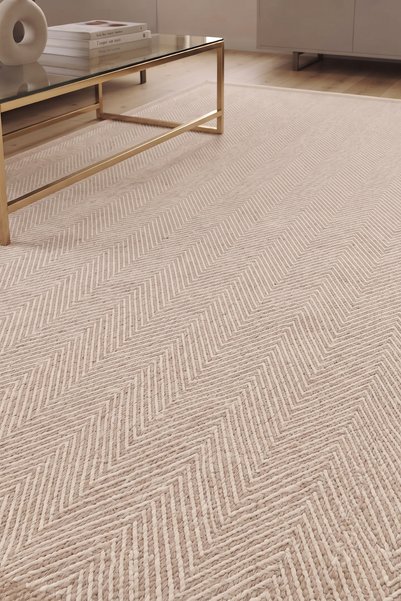 Anatolian Carpet Store Sisal Dokuma Hav Vermez, Leke Tutmaz, Robot Süpürgeye Uygun Modern Krem Halı