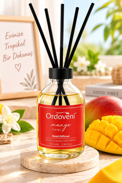 OrdoVeni Mango Kokulu Bambu Çubuklu Oda Kokusu 100 ML | Tropikal ve Ferah Man...