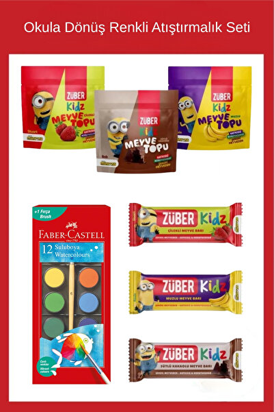 Züber Kidz Meyve Topu, Meyve Bar 6'lı ve Faber-Castell Suluboya 12 Renk Boyam...