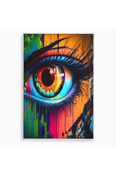 Luxcanva Tablou Canvas Colorful Eye 100x150 cm cu Rama Argintiu Living Ochi M...