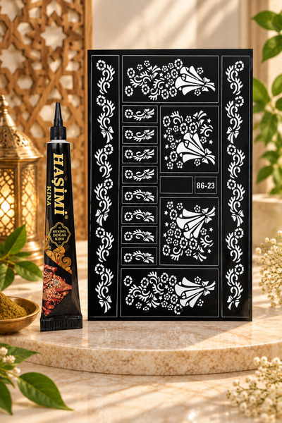 GÜLİSTANHAC Haşimi Hint Kınası Siyah 25 G Tüp Kına ve Desen Şablonu – Kalitel...