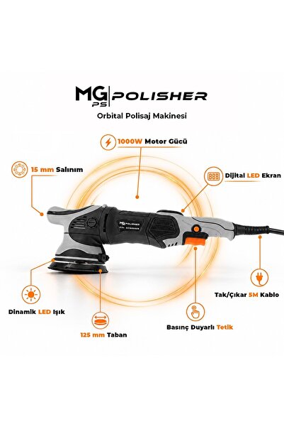 MG PS MG|PS MG-OPV001 1000W Orbital Polisaj Makinesi | 15 mm Eksantrik Salını...