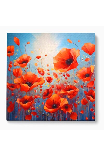Luxcanva Tablou Canvas Campul Cu Maci 120x120 cm pe Sasiu Lemn Room Natura Pl...