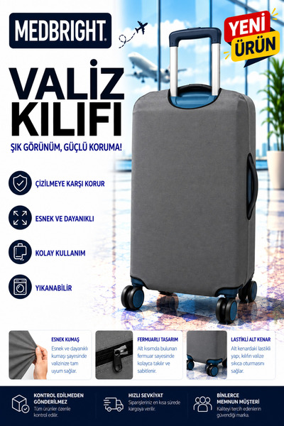 MEDBRIGHT Valiz Kılıfı Bavul Kılıfı Likralı Esnek Kumaş Ve Dayanıklı Valiz Kı...