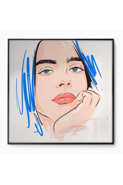 Luxcanva Tablou Canvas Girl In Love 120x120 cm cu Rama Negru Living Fata Visa...