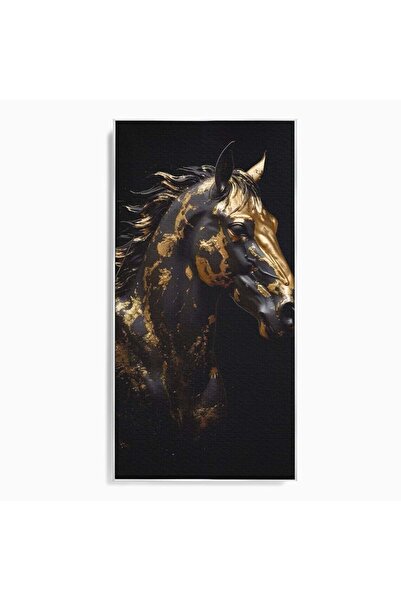 Luxcanva Tablou Canvas Chocolate Horse 70x140 cm cu Rama Argintiu Room Cal An...