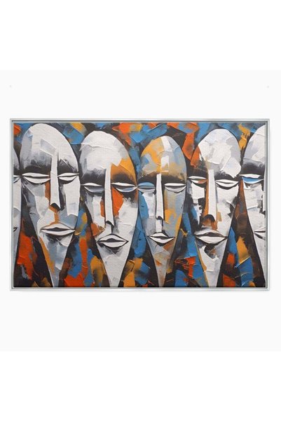 Luxcanva Tablou Canvas Masti 70x50 cm cu Rama Argintiu Galerie De Arta Oameni...
