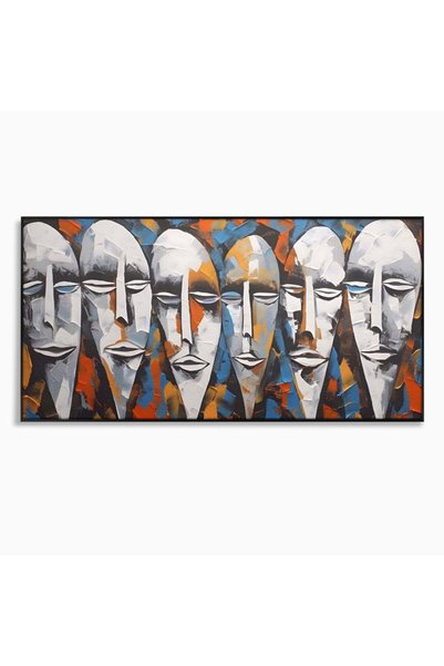 Luxcanva Tablou Canvas Masti 100x50 cm cu Rama Negru Galerie De Arta Oameni A...