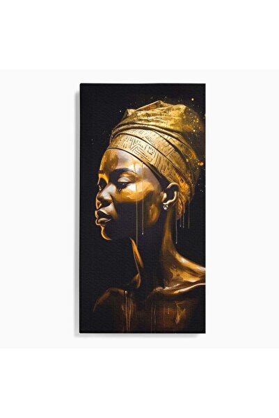 Luxcanva Tablou Canvas Golden African 50x100 cm pe Sasiu Lemn Room Femeie Auriu