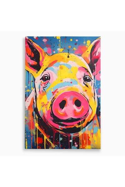 Luxcanva Tablou Canvas Colorful Pig 70x100 cm pe Sasiu Lemn Room Animal Porc