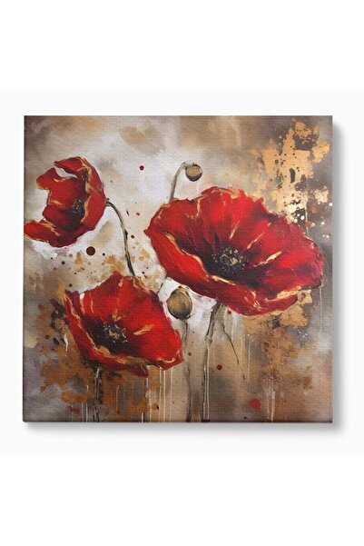 Luxcanva Tablou Canvas Red Poppies 120x120 cm pe Sasiu Lemn Room Flori Maci