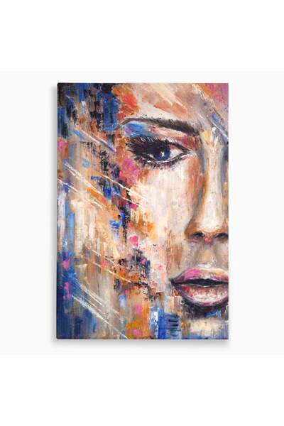 Luxcanva Tablou Canvas Portret Albastru 50x70 cm pe Sasiu Lemn Living Femeie ...