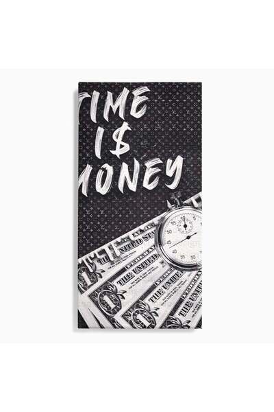 Luxcanva Tablou Canvas Time Is Money 70x140 cm pe Sasiu Lemn Room Ceas Timp
