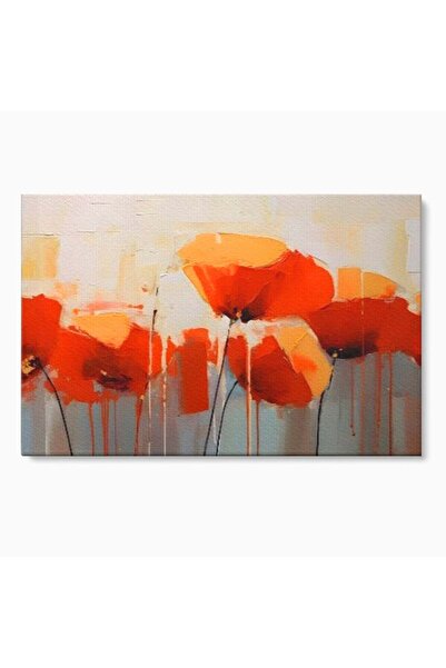 Luxcanva Tablou Canvas Red Flowers 120x80 cm pe Sasiu Lemn Dormitor Maci Pictura