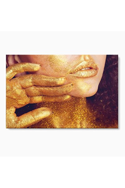 Luxcanva Tablou Canvas Magic Girl 100x70 cm pe Sasiu Lemn Portret Femeie Auriu