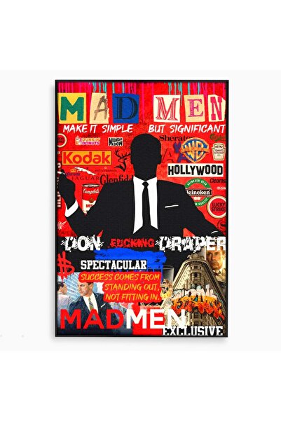 Luxcanva Tablou Canvas Mad Men Don Draper 50x70 cm cu Rama Negru Mad Men Don ...