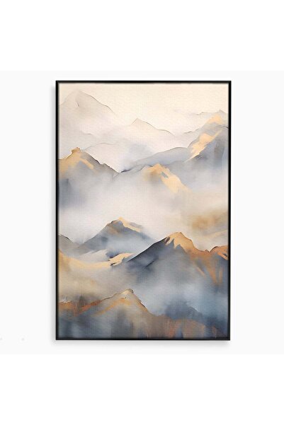 Luxcanva Tablou Canvas Munti Aurii 40x60 cm cu Rama Negru Room Decorativ Cres...